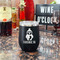 Christmas Penguins Stainless Wine Tumblers - Black - Double Sided - In Context