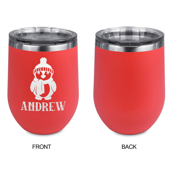 Christmas Penguins Stainless Wine Tumblers - Coral - Single Sided - Approval