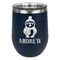Christmas Penguins Stainless Wine Tumblers - Navy - Double Sided - Front