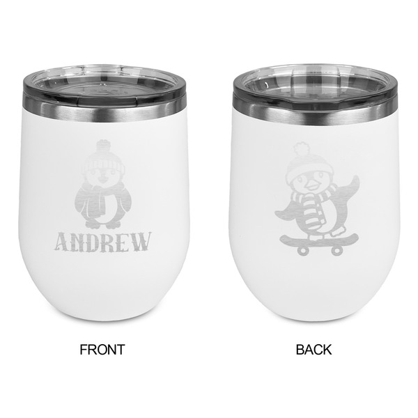 Christmas Penguins Stainless Wine Tumblers - White - Double Sided - Approval