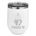 Christmas Penguins Stemless Stainless Steel Wine Tumbler - White - Single Sided (Personalized)