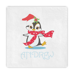 Christmas Penguins Standard Decorative Napkins (Personalized)