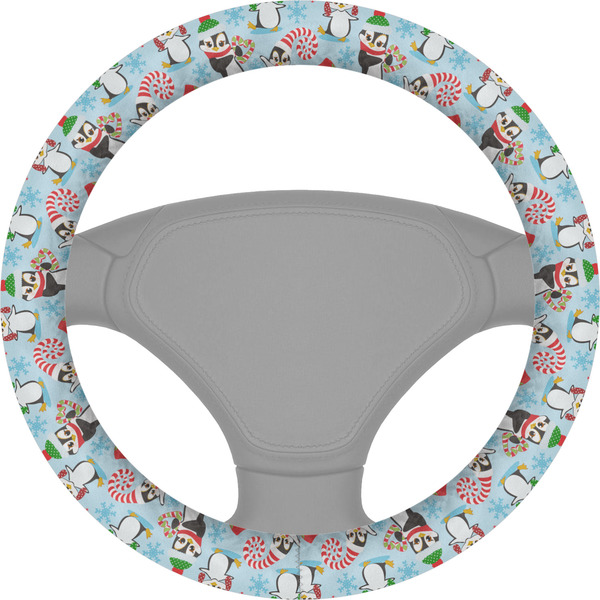 Custom Christmas Penguins Steering Wheel Cover