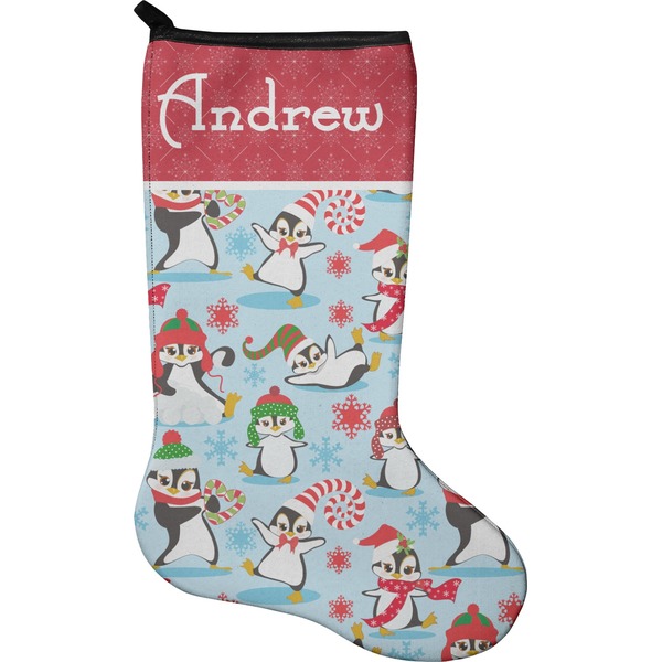 Custom Christmas Penguins Holiday Stocking - Neoprene (Personalized)