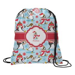 Christmas Penguins Drawstring Backpack (Personalized)