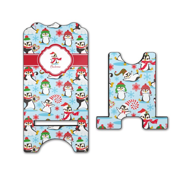 Christmas Penguins Stylized Phone Stand - Front & Back - Large