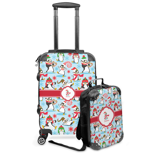Custom Christmas Penguins Kids 2-Piece Luggage Set - Suitcase & Backpack (Personalized)