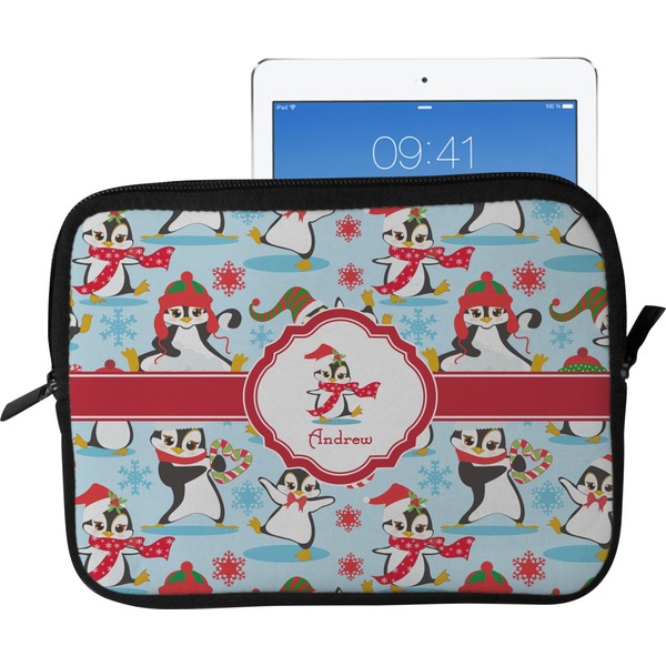 Custom Christmas Penguins Tablet Case / Sleeve - Large (Personalized)