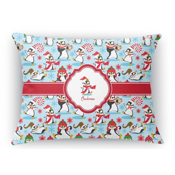 Custom Christmas Penguins Rectangular Throw Pillow Case (Personalized)