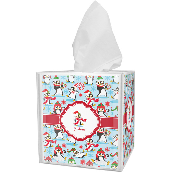 Custom Christmas Penguins Tissue Box Cover (Personalized)