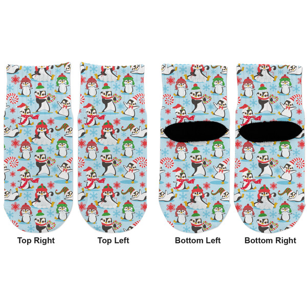 Christmas Penguins Toddler Ankle Socks - Double Pair - Front and Back - Apvl