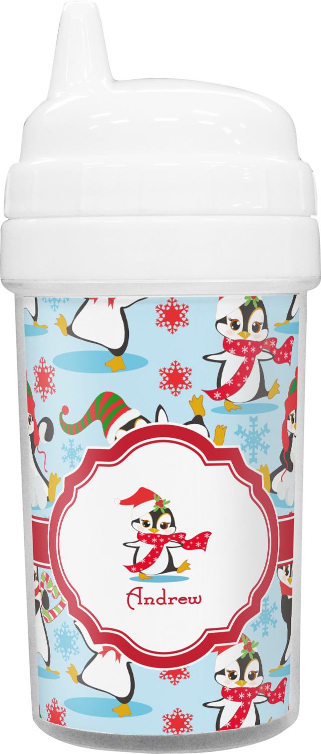 Custom Christmas Penguins Double Wall Tumbler with Straw (Personalized)