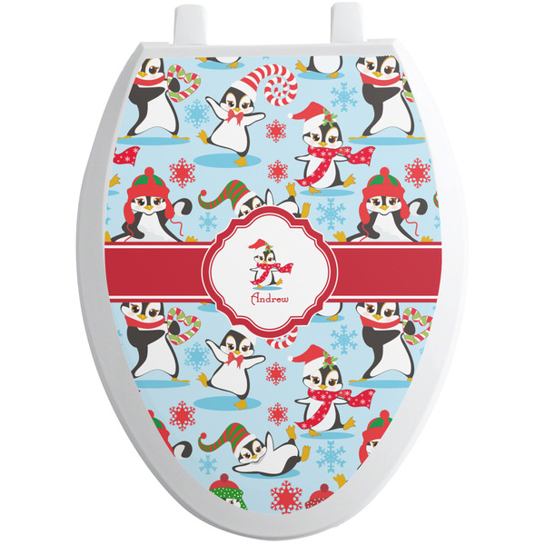 Christmas Penguins Toilet Seat Decal (Personalized)