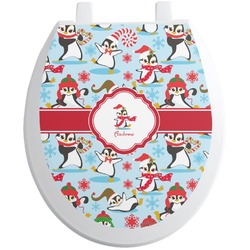 Christmas Penguins Toilet Seat Decal - Round (Personalized)