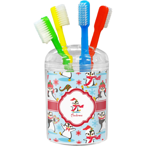 Custom Christmas Penguins Toothbrush Holder (Personalized)