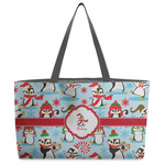Christmas Penguins Beach Totes Bag - w/ Black Handles (Personalized)