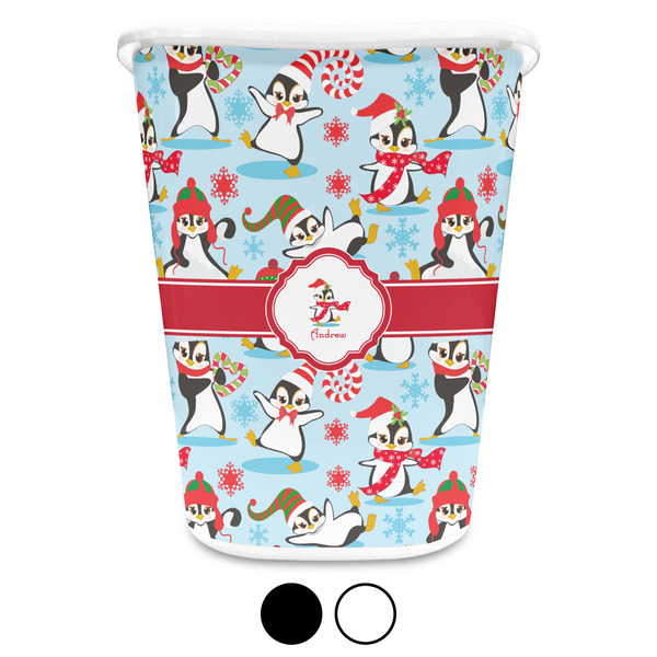 Christmas Penguins Custom Waste Basket