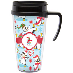 Christmas Penguins Acrylic Travel Mug with Handle (Personalized)