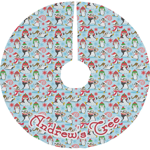 Custom Christmas Penguins Tree Skirt (Personalized)