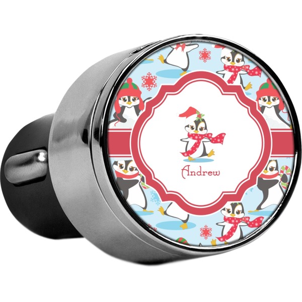 Custom Christmas Penguins USB Car Charger (Personalized)