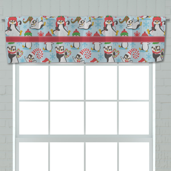 Christmas Penguins Valance - Closeup on window