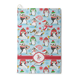 Christmas Penguins Waffle Weave Golf Towel (Personalized)