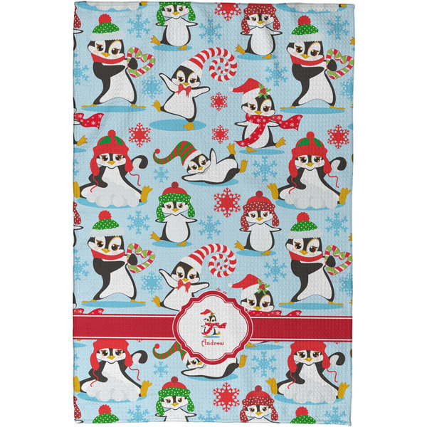 Christmas Penguins Waffle Weave Towel - Full Color Print - Approval Image