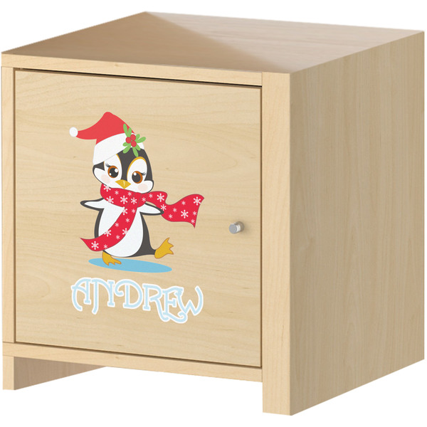 Christmas Penguins Wall Graphic on Wooden Cabinet