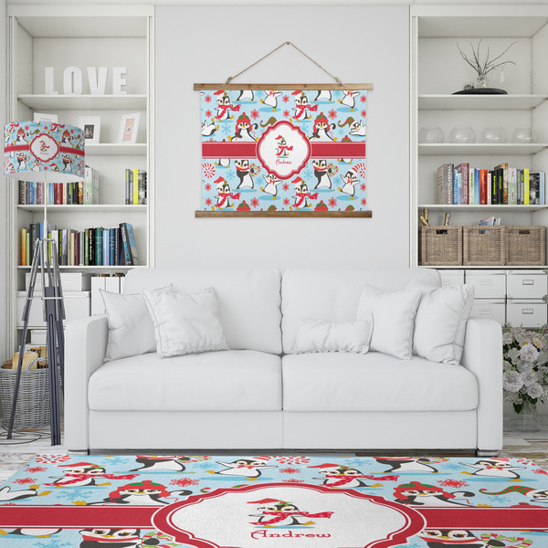 Christmas Penguins Wall Hanging Tapestry - IN CONTEXT