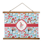Christmas Penguins Wall Hanging Tapestry - Wide (Personalized)
