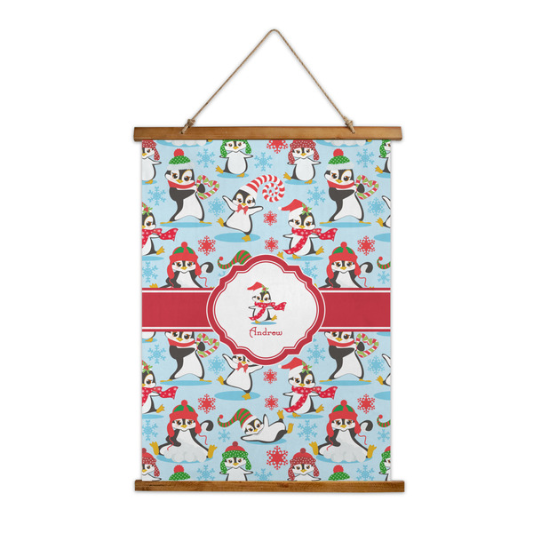 Custom Christmas Penguins Wall Hanging Tapestry - Tall (Personalized)