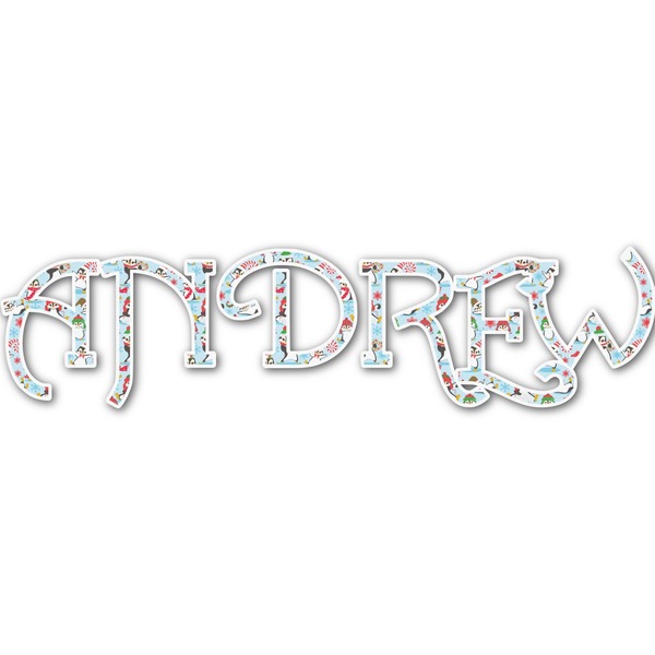 Custom Christmas Penguins Name/Text Decal - Large (Personalized)