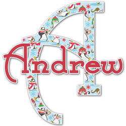 Christmas Penguins Name & Initial Decal - Custom Sized (Personalized)