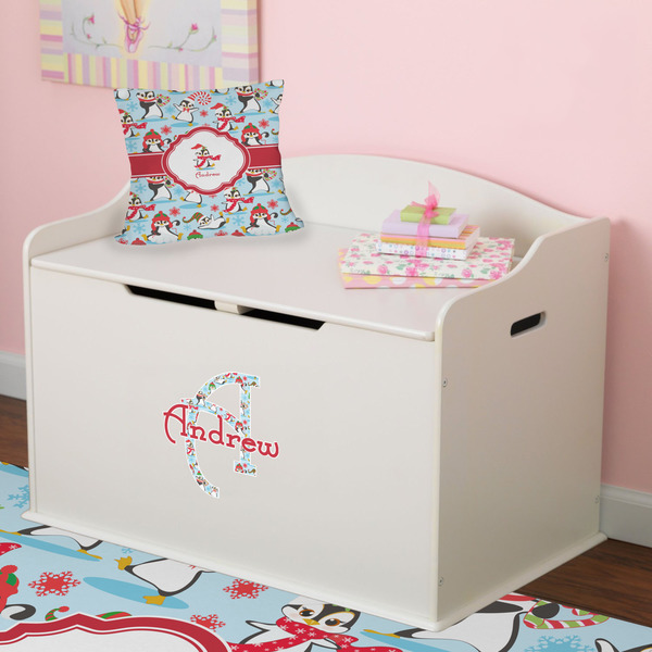 Christmas Penguins Wall Name & Initial Small on Toy Chest