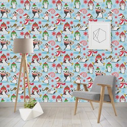 Christmas Penguins Wallpaper & Surface Covering (Water Activated - Removable)