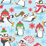 Christmas Penguins Wallpaper & Surface Covering (Water Activated 24"x 24" Sample)