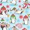 Christmas Penguins Wallpaper & Surface Covering (Water Activated 24"x 24" Sample)