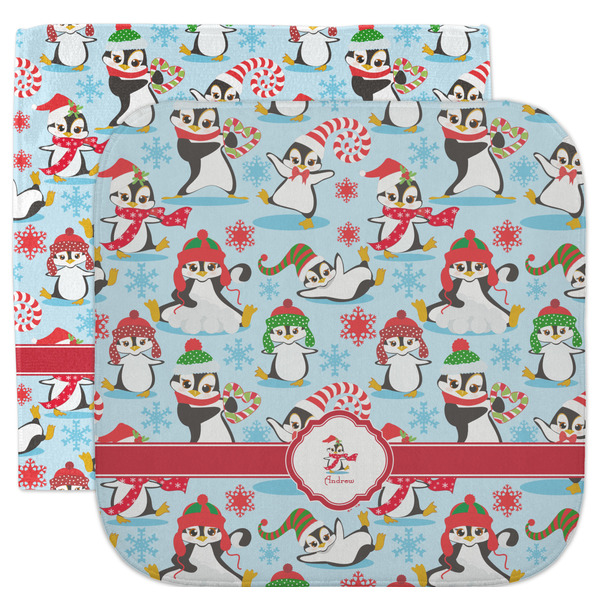 Custom Christmas Penguins Facecloth / Wash Cloth (Personalized)