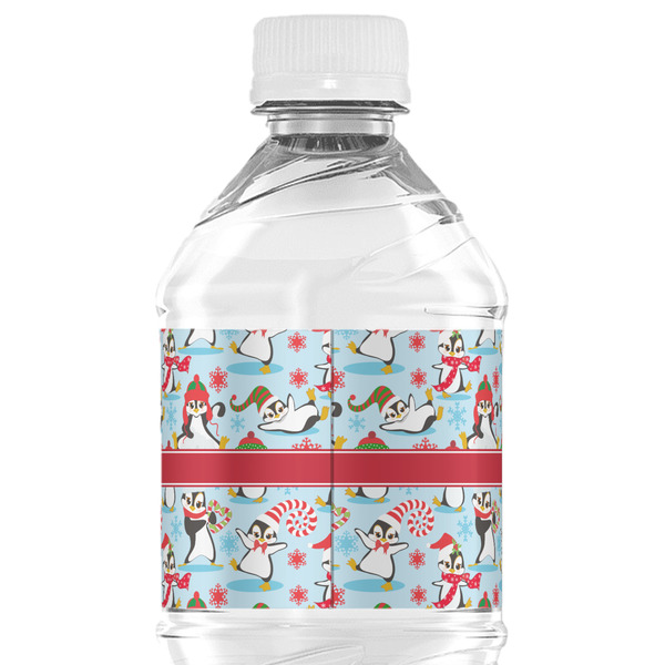 Christmas Penguins Water Bottle Label - Back View