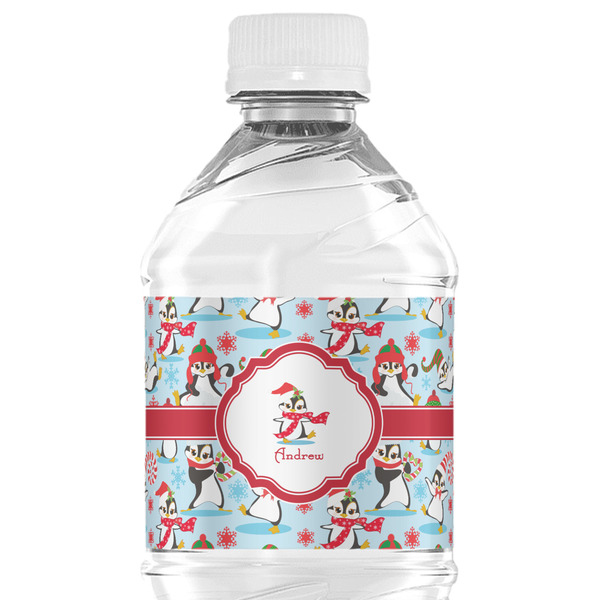 Custom Christmas Penguins Water Bottle Labels - Custom Sized (Personalized)
