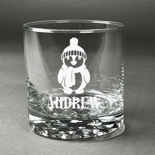 Custom Christmas Penguins Whiskey Glass - Engraved (Personalized)
