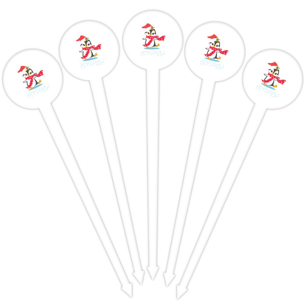 Christmas Penguins White Plastic 4" Food Pick - Round - Fan View