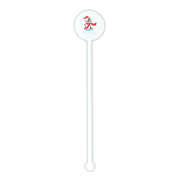 Christmas Penguins White Plastic 5.5" Stir Stick - Round - Single Stick