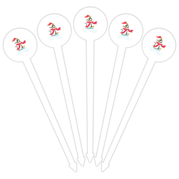 Christmas Penguins White Plastic 6" Food Pick - Round - Fan View