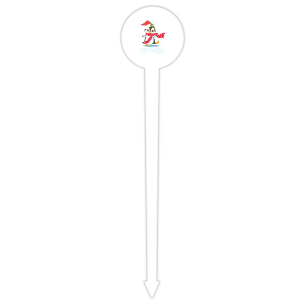 Christmas Penguins White Plastic 6" Food Pick - Round - Single Pick