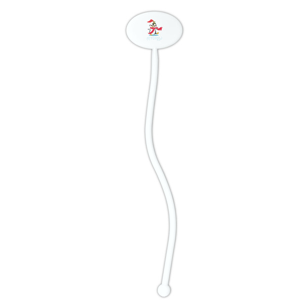 Christmas Penguins White Plastic 7" Stir Stick - Oval - Single Stick