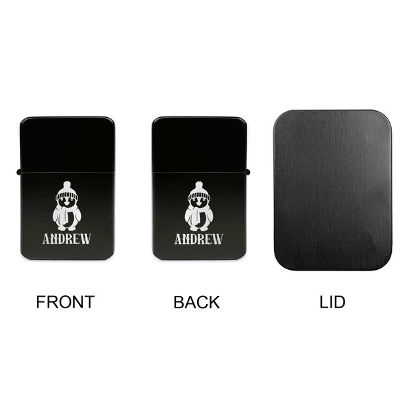 Christmas Penguins Windproof Lighters - Black, Double Sided, no Lid - APPROVAL