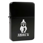 Christmas Penguins Windproof Lighter - Black - Double Sided (Personalized)