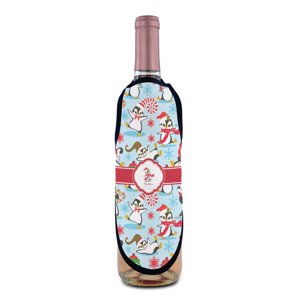 Christmas Penguins Wine Bottle Apron - IN CONTEXT