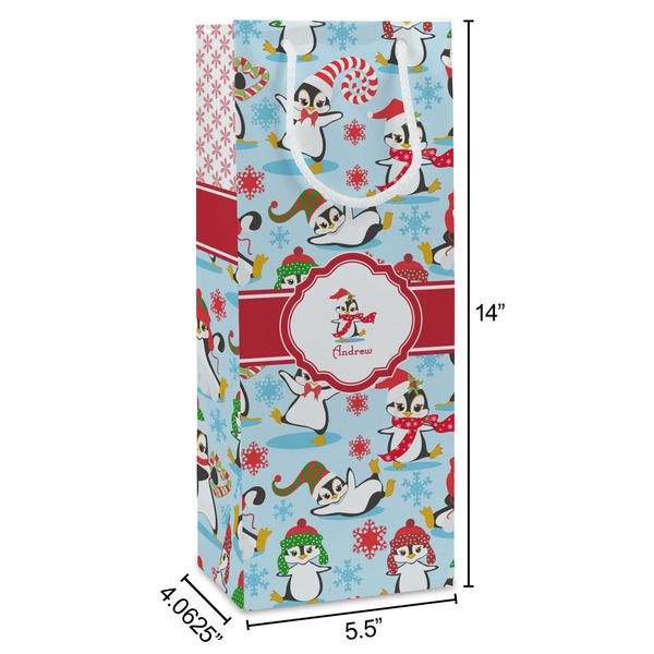 Christmas Penguins Wine Gift Bag - Dimensions
